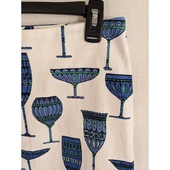 NWT Talbots Skirt A- Line Martini Wine Glass White Blue Women's Size 4 - Picture 4 of 9